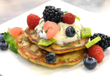 Minnesota Wild Rice Griddle Cakes with Greek yogurt