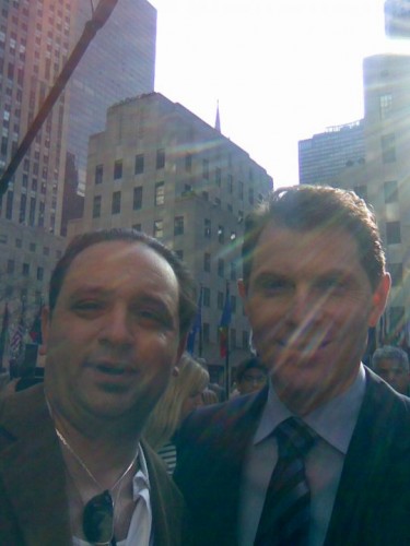 Franco Lania and Bobby Flay outside the NBC building