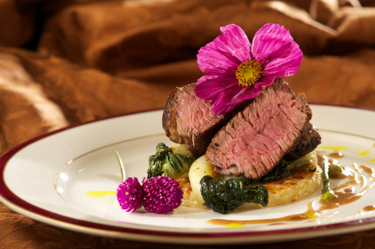 American Bison Filet Mignon, Wild Rice Griddle Cake, Chocolate