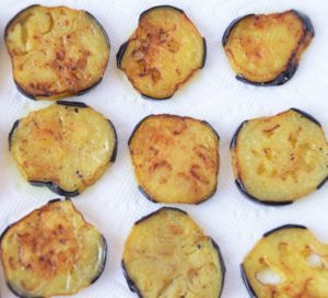 Fried and seasoned eggplant.