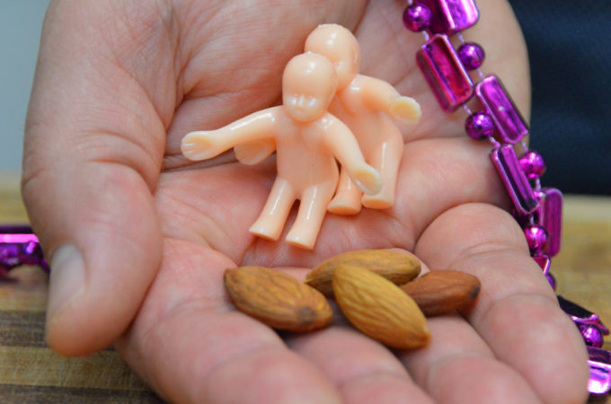 The traditional little baby hidden King cakes. An almond or bean will do the trick in a pinch too. 