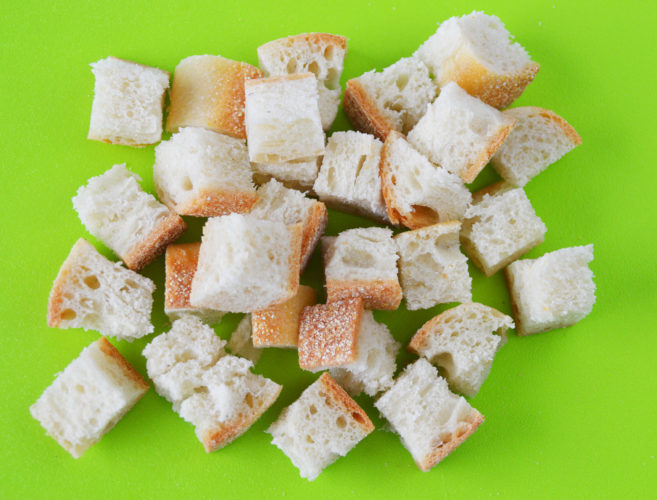 Cubed bread for your panzanella salad
