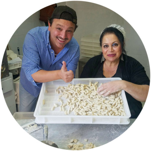 Pasta making with local artisans. 