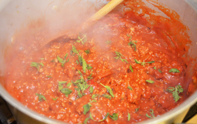 Spice Italian sausage ragu for our felja. 