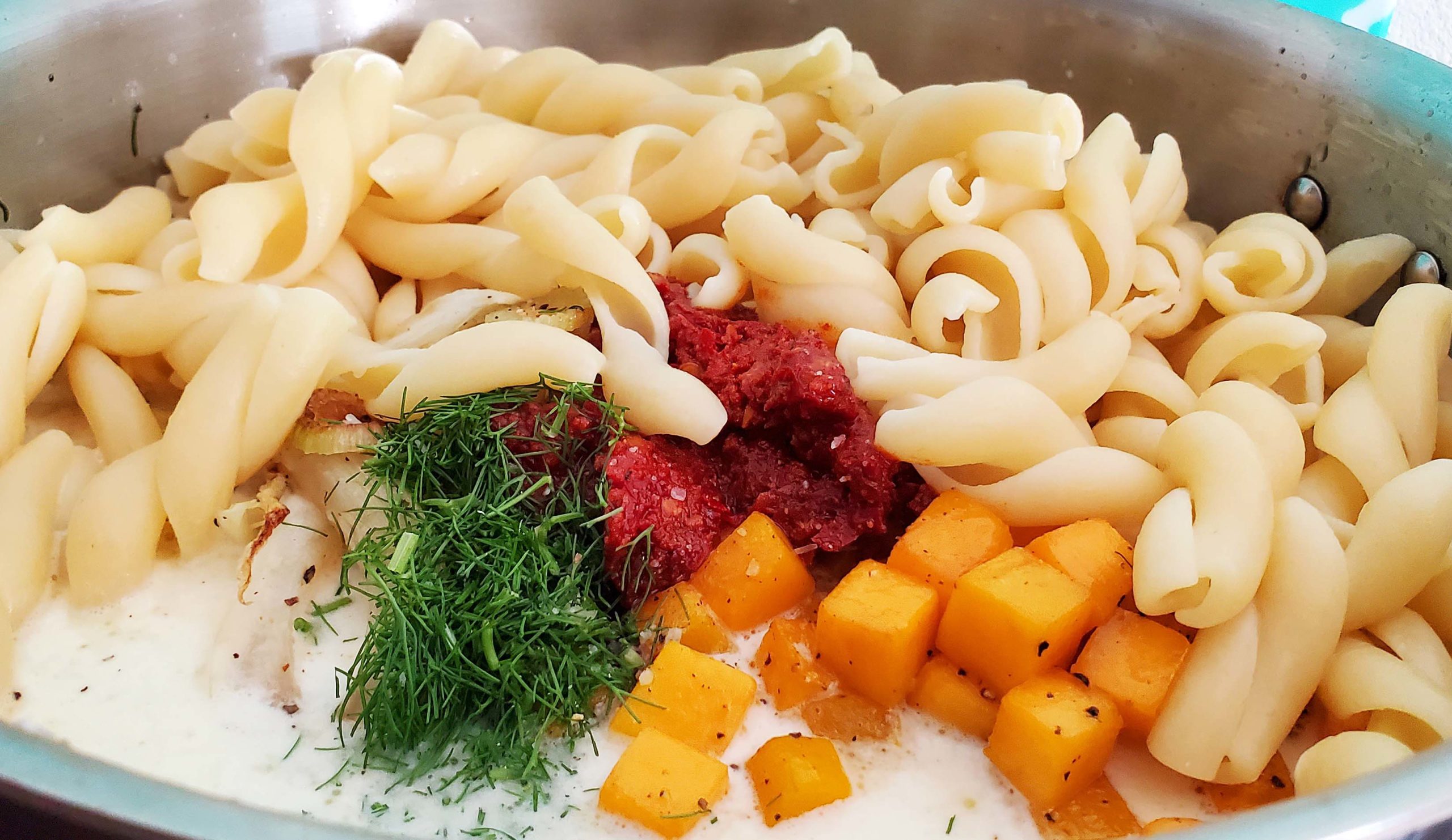 Autumn Inspired Trecce Pasta with Spicy ‘Nduja & Burrata Cream