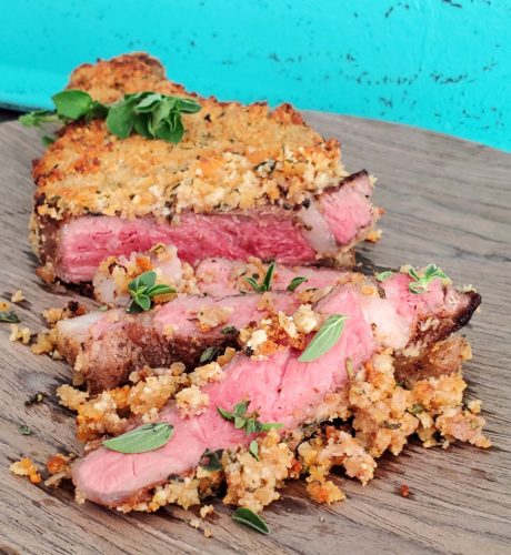 Parmesean lemon-crusted ribeye steak